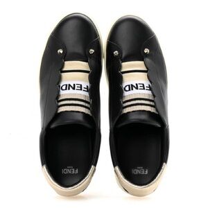 Fendi Men's Black and Cream Sneakers
